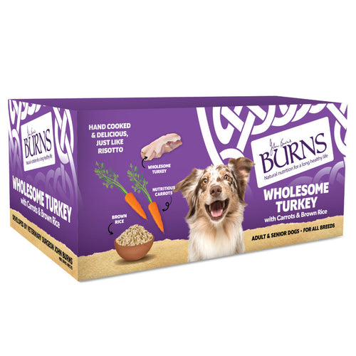 Burns Adult & Senior Wet Dog Food Trays Wholesome Turkey with Carrots & Brown Rice - Get Set Pet