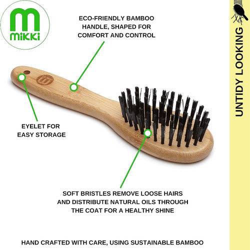 Mikki Bamboo Cat & Dog Grooming Bristle Brush