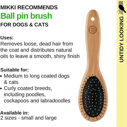 Mikki Bamboo Cat & Dog Grooming Ball Pin Brush