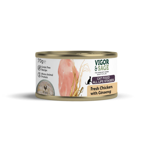 Vigor & Sage Complementary Adult Wet Cat Food Fresh Chicken with Ginseng