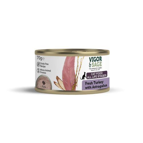 Vigor & Sage Complementary Adult Wet Cat Food Fresh Turkey with Astragalus