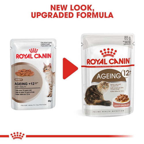 Royal Canin Feline Health Nutrition Ageing +12 Senior Cat Food Pouches with Gravy 12x85g - Get Set Pet