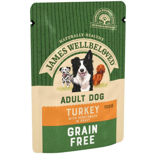 James Wellbeloved Pouches Grain Free Turkey Adult Dog Food, 12x100g - Get Set Pet