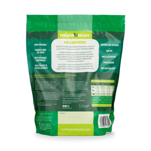 Walker & Drake Cold Pressed Small Breed Adult Dog Food Lamb with Rice 1.5kg - Get Set Pet