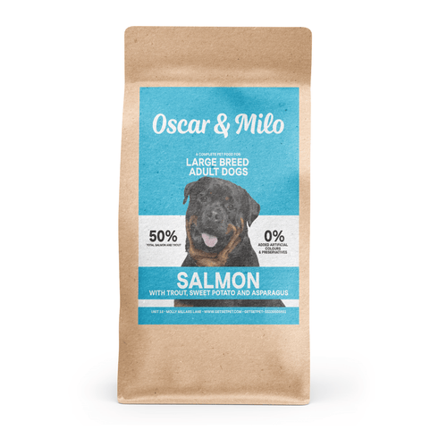 Oscar & Milo Grain Free Large Breed Adult Dog Food Salmon with Trout, Sweet Potato & Asparagus 12kg - Get Set Pet