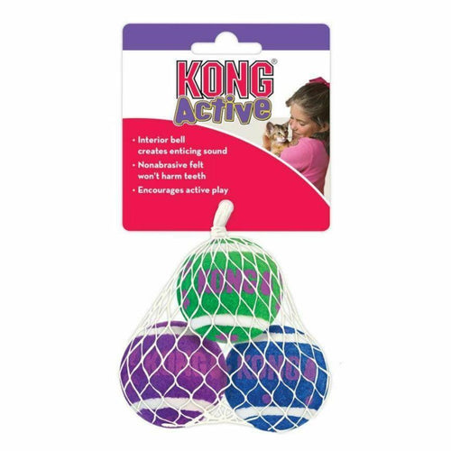 Kong Active Cat Tennis Balls with Bells 3pk - Get Set Pet