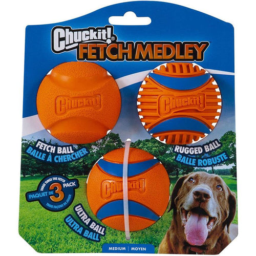 Chuckit Fetch Medley Gen 3 Medium 3pk - Get Set Pet