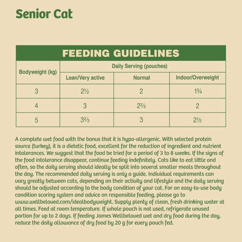 James Wellbeloved Senior Cat Wet Food Turkey Pouch 12x85g - Get Set Pet