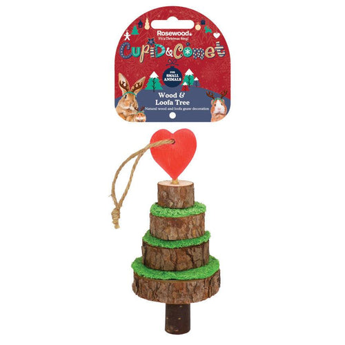Rosewood Cupid & Comet Wood and Loofa Christmas Tree for Small Animals - Get Set Pet