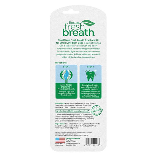 TropiClean Fresh Breath Oral Care Kit for Small and Medium Dogs 59ml - Get Set Pet