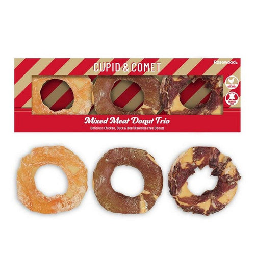 Rosewood Cupid & Comet Mixed Meat Donut Trio Dog Treat - Get Set Pet