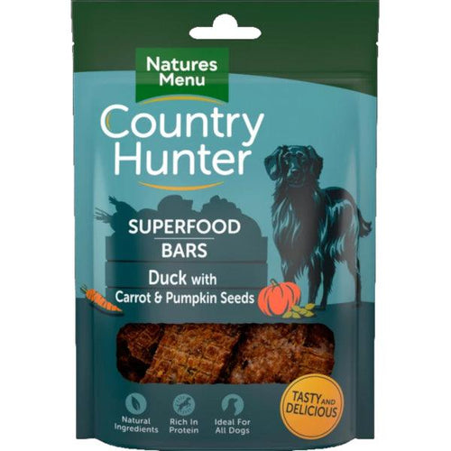 Natures Menu Country Hunter Superfood Dog Treat Bars Duck with Carrot & Pumpkin Seeds 7x100g - Get Set Pet