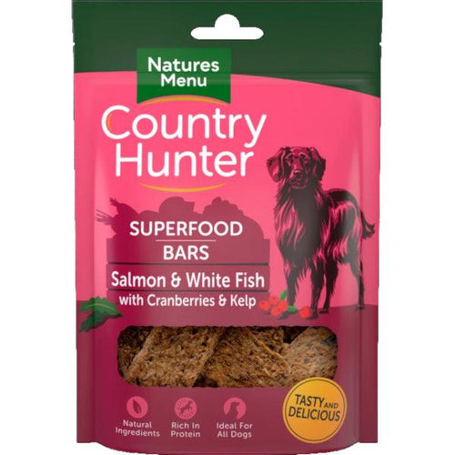 Natures Menu Country Hunter Superfood Dog Treat Bars Salmon & White Fish with Cranberries & Kelp 7x100g (Best Before 16/11/2022) - Get Set Pet